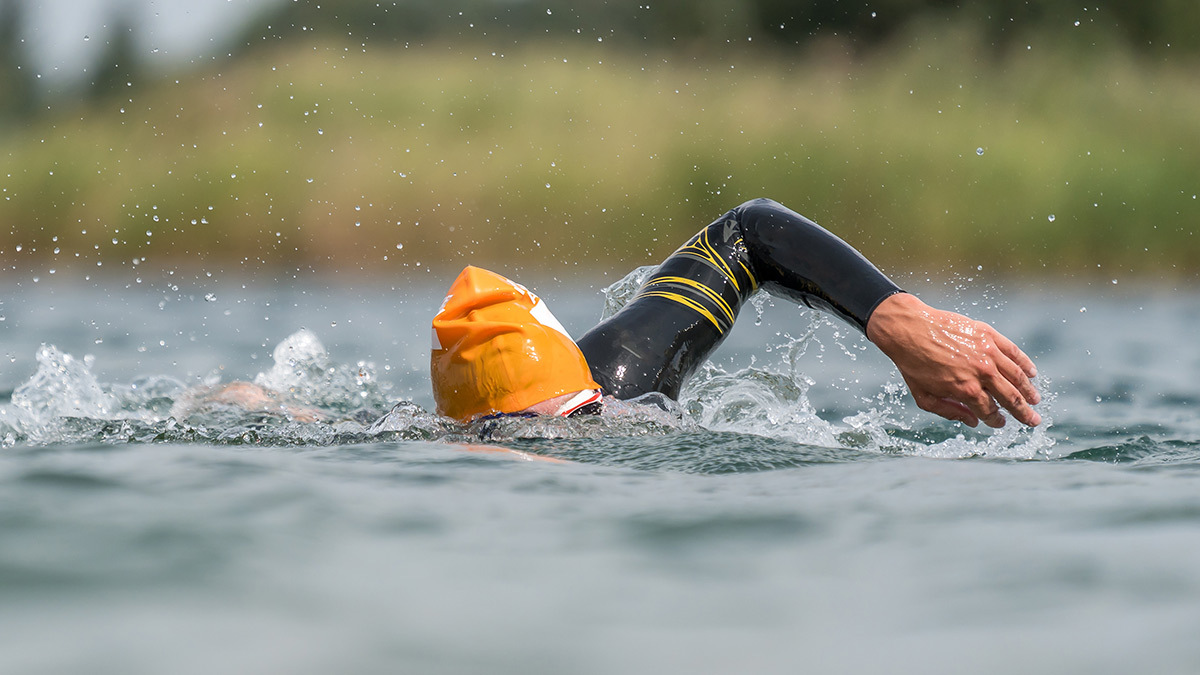 Triathlete Swimming In Open Water