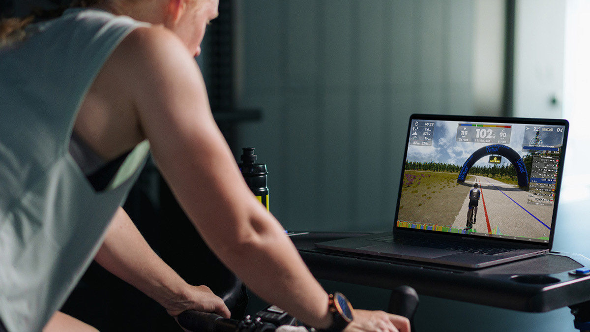 Image Of A Cyclist Using Trainingpeaks Virtual Indoor Cycling Platform
