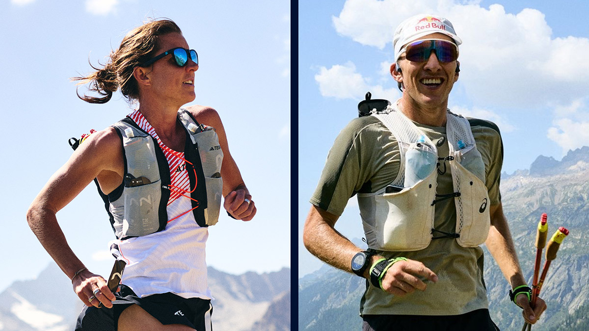 Image Of Ultrarunners Ruth Croft And Tom Evans Running With Sky In Background